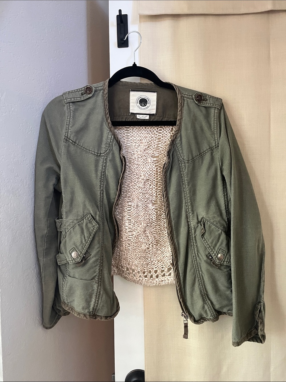 Women's Olive Utility Jacket with Knit Liner